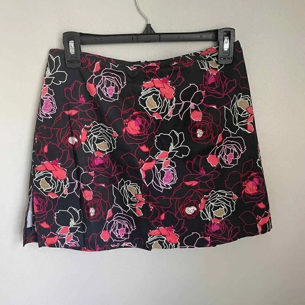 Vintage David Paul Cotton Spandex‎ Floral Rose Skort Made in USA Size 6
